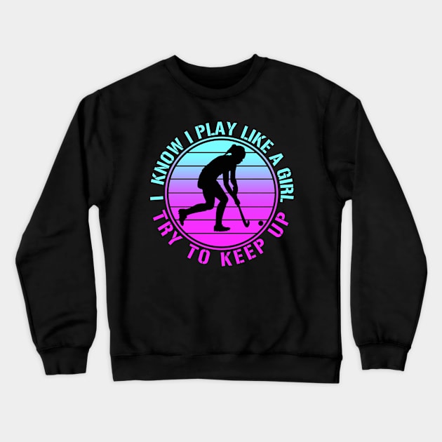 Vintage Hockey Girl Crewneck Sweatshirt by RichyTor